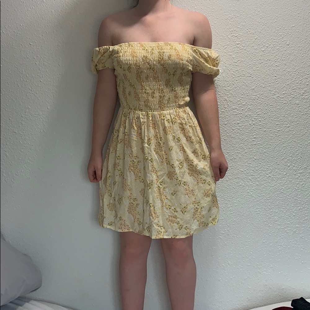 Yellow off the shoulder dress